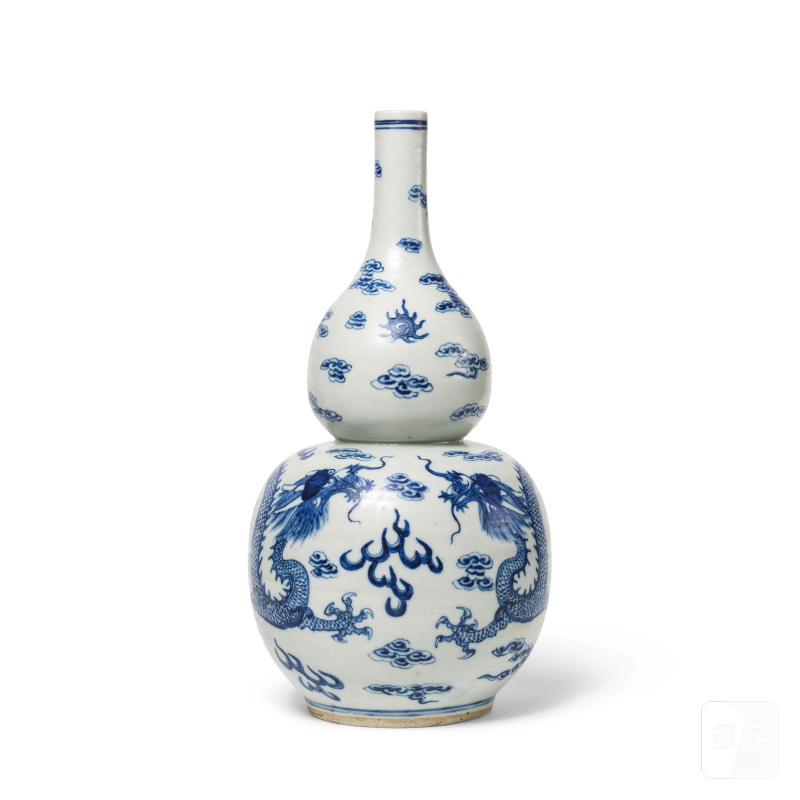 清 十九世紀 青花雲龍紋葫蘆瓶 | GRAND VASE DOUBLE GOURDE EN PORCELAINE BLEU BLANC - 图5